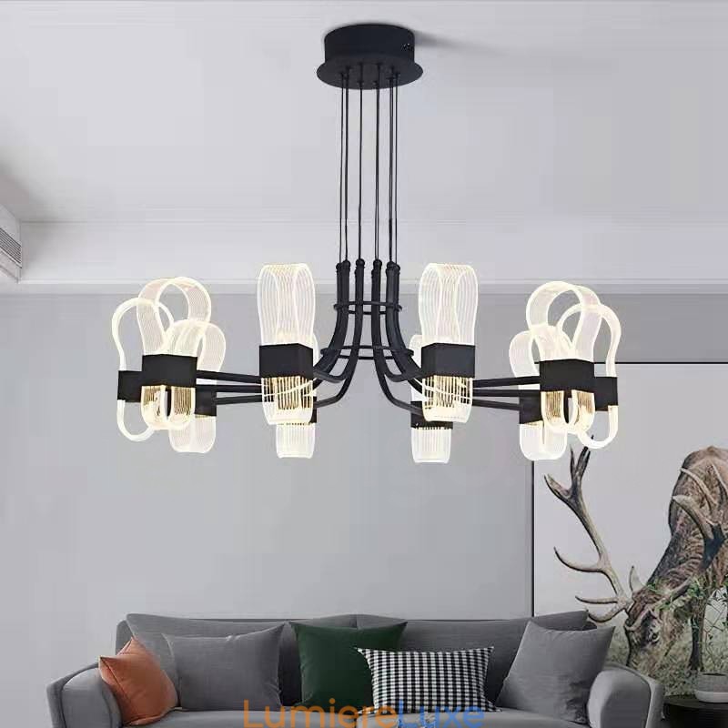 Lustre nordique post-moderne 2021 à 10 lumières avec abat-jour en acrylique