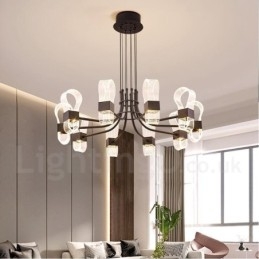 Lustre nordique post-moderne 2021 à 10 lumières avec abat-jour en acrylique