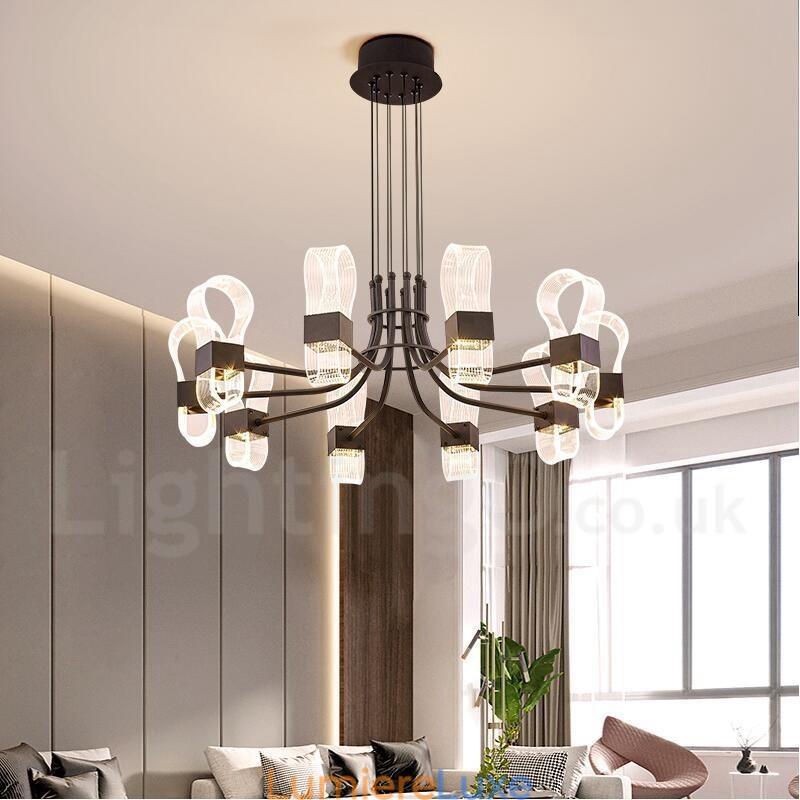 Lustre nordique post-moderne 2021 à 10 lumières avec abat-jour en acrylique