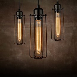 Lustre Mini Style Rustique Lodge Rétro Métal Suspension 3 Lumières