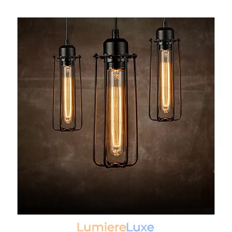 Lustre Mini Style Rustique Lodge Rétro Métal Suspension 3 Lumières Lustre Mini Style Rustique Lodge Rétro Métal Suspension 3 Lumières