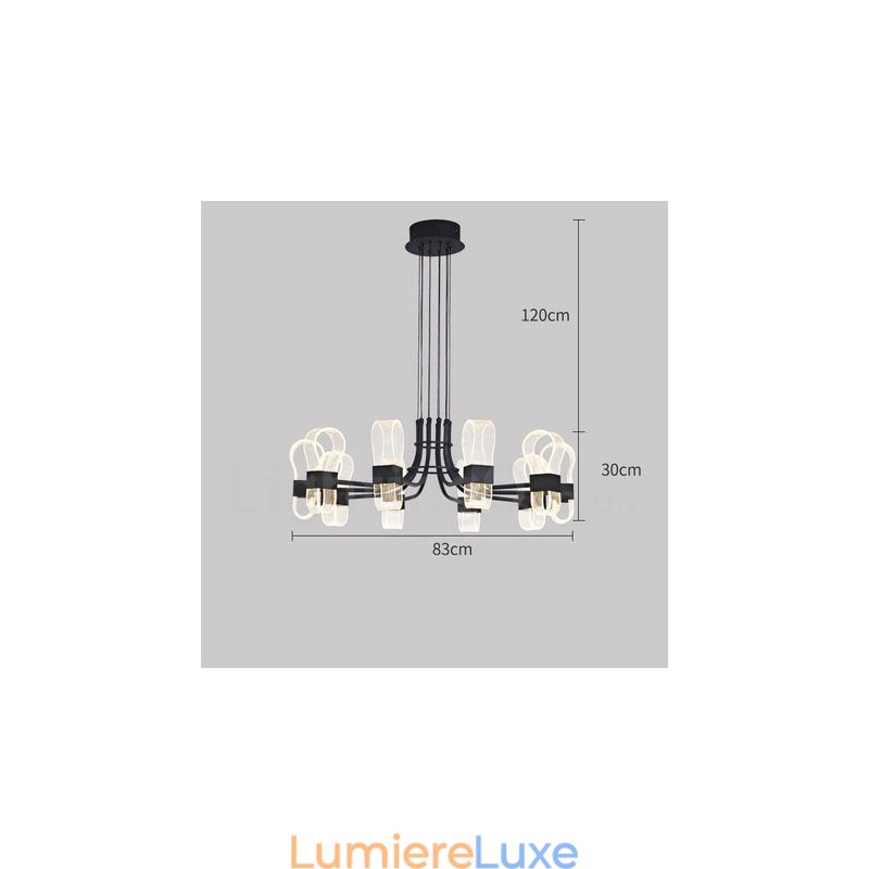 Lustre nordique post-moderne 2021 à 10 lumières avec abat-jour en acrylique