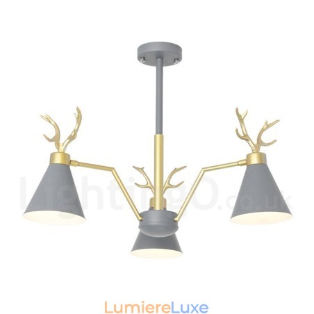 Lustre nordique moderne à 3 lumières en forme de bois de cerf Lustre nordique moderne à 3 lumières en forme de bois de cerf