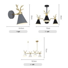 Lustre nordique moderne à 3 lumières en forme de bois de cerf