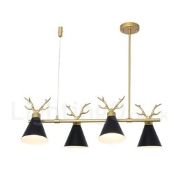 Lustre nordique moderne à 4 lumières en forme de bois de cerf