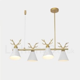 Lustre nordique moderne à 4 lumières en forme de bois de cerf