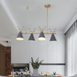 Lustre nordique moderne à 4 lumières en forme de bois de cerf