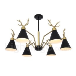 Lustre nordique moderne à 6 lumières en forme de bois de cerf