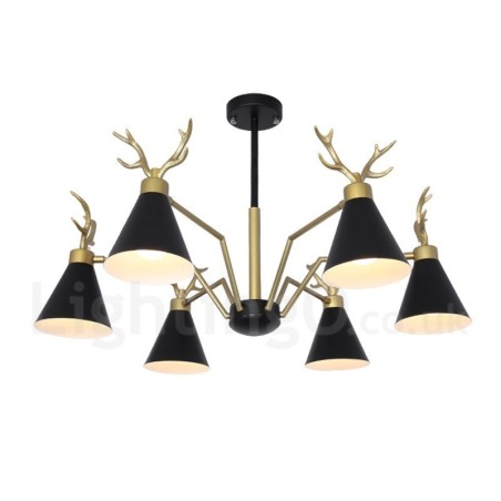 Lustre nordique moderne à 6 lumières en forme de bois de cerf Lustre nordique moderne à 6 lumières en forme de bois de cerf