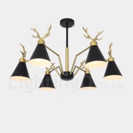 Lustre nordique moderne à 6 lumières en forme de bois de cerf