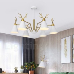 Lustre nordique moderne à 6 lumières en forme de bois de cerf