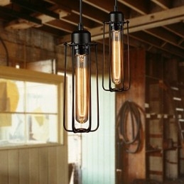 Lustre Mini Style Rustique Lodge Rétro Métal Suspension 3 Lumières