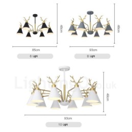 Lustre nordique moderne à 6 lumières en forme de bois de cerf