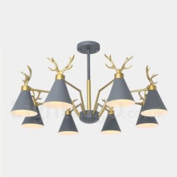 Lustre nordique moderne à 8 lumières en forme de bois de cerf