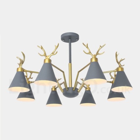 Lustre nordique moderne à 8 lumières en forme de bois de cerf Lustre nordique moderne à 8 lumières en forme de bois de cerf