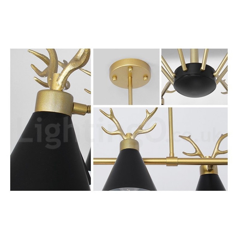 Lustre nordique moderne à 8 lumières en forme de bois de cerf