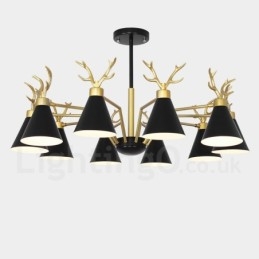 Lustre nordique moderne à 10 lumières en forme de bois de cerf