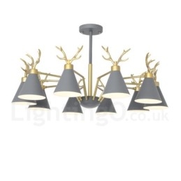 Lustre nordique moderne à 10 lumières en forme de bois de cerf