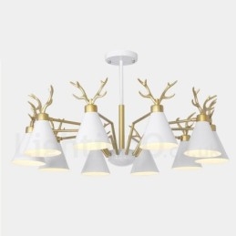 Lustre nordique moderne à 10 lumières en forme de bois de cerf