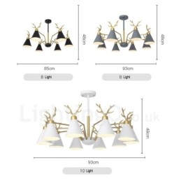 Lustre nordique moderne à 10 lumières en forme de bois de cerf