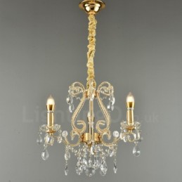 Lustre suspendu en cristal de style américain à 3 lumières, couleur or et argent, magasin de lumière