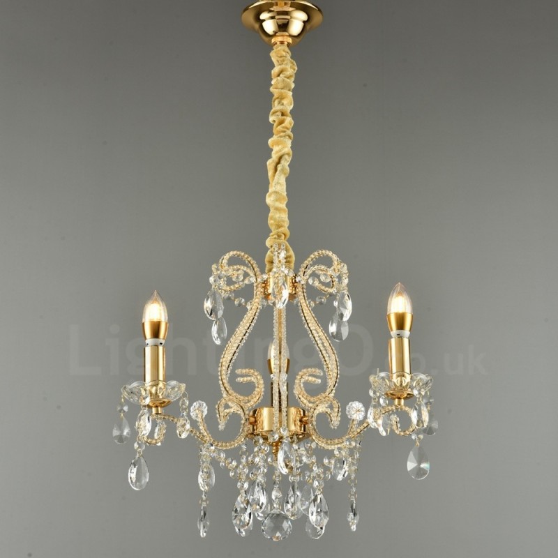 Lustre suspendu en cristal de style américain à 3 lumières, couleur or et argent, magasin de lumière