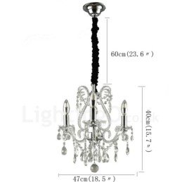 Lustre suspendu en cristal de style américain à 3 lumières, couleur or et argent, magasin de lumière