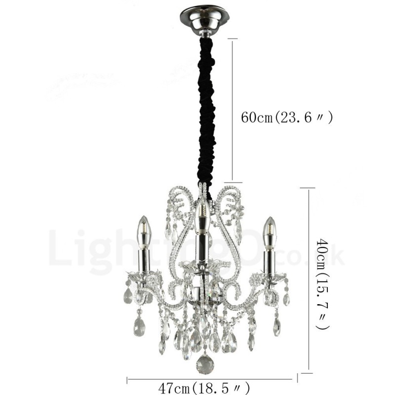 Lustre suspendu en cristal de style américain à 3 lumières, couleur or et argent, magasin de lumière