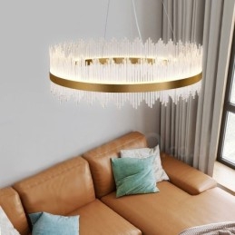 Salle d'exposition de luminaires suspendus ronds en cristal de luxe postmoderne