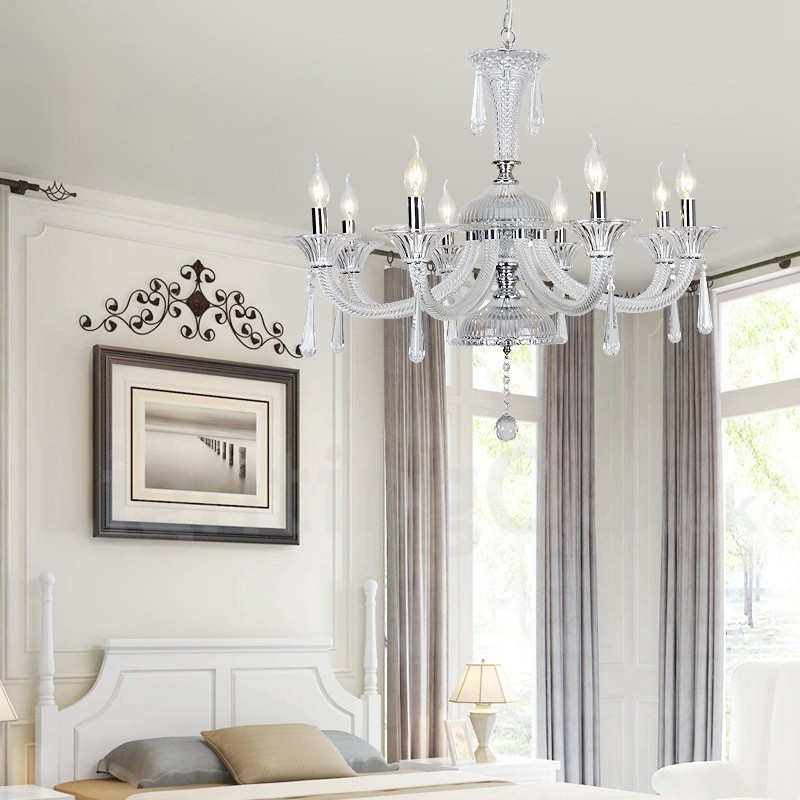Lustre bougie en cristal transparent