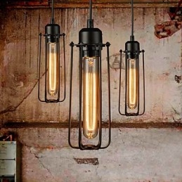 Lustre Mini Style Rustique Lodge Rétro Métal Suspension 3 Lumières