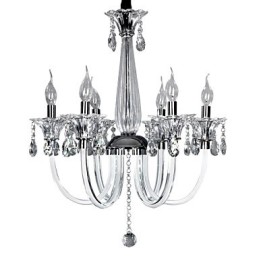 Lustre en cristal élégant avec 6 lumières dans une ampoule bougie
