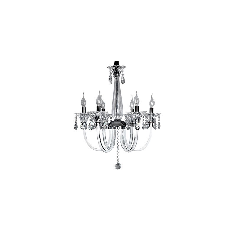 Lustre en cristal élégant avec 6 lumières dans une ampoule bougie
