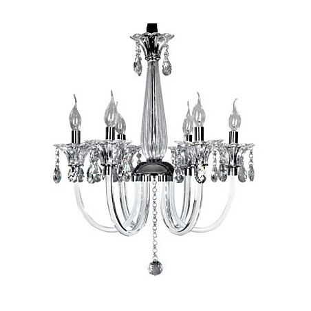 Lustre en cristal élégant avec 6 lumières dans une ampoule bougie Lustre en cristal élégant avec 6 lumières dans une ampoule bougie