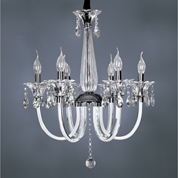 Lustre en cristal élégant avec 6 lumières dans une ampoule bougie