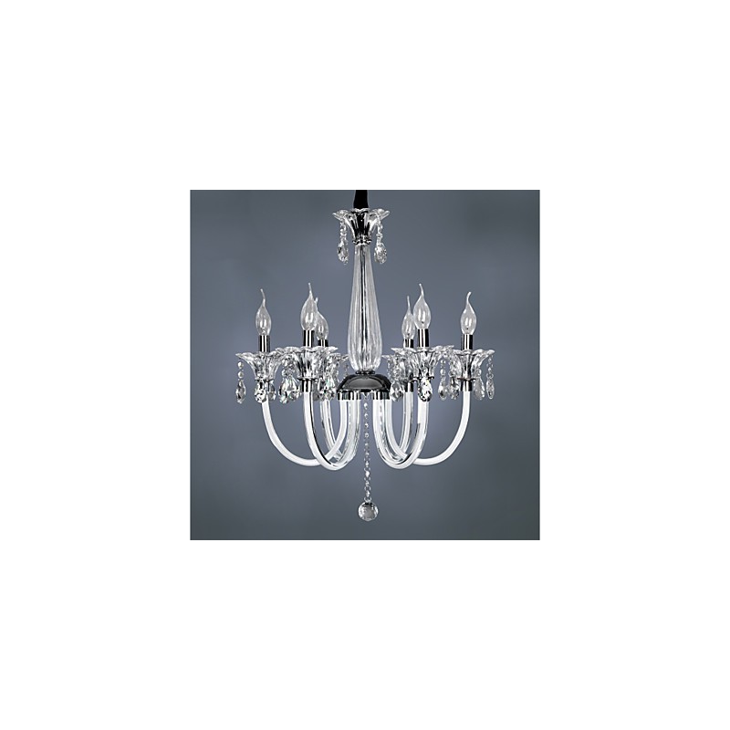 Lustre en cristal élégant avec 6 lumières dans une ampoule bougie