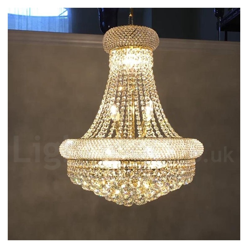 Lustre rond traditionnel classique en cristal K9 à 2 niveaux pour