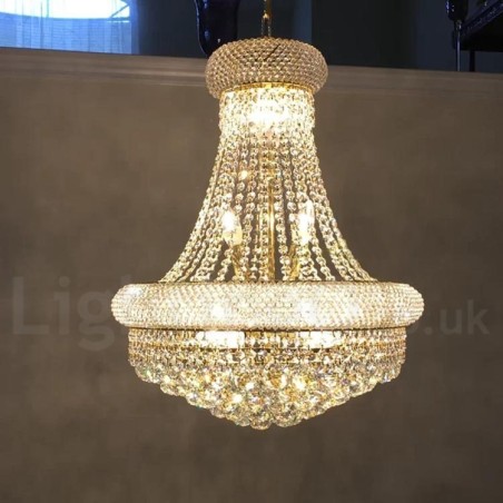 Lustre rond traditionnel classique en cristal K9 à 2 niveaux pour Lustre rond traditionnel classique en cristal K9 à 2 niveaux pour