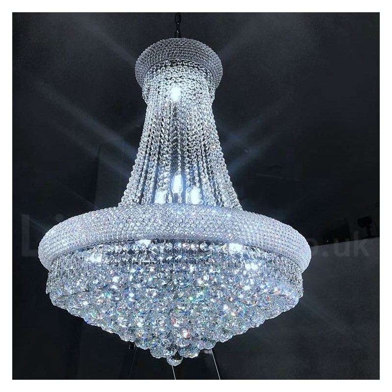 Lustre rond traditionnel classique en cristal K9 à 2 niveaux pour