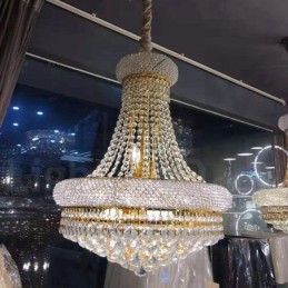 Lustre rond traditionnel classique en cristal K9 à 2 niveaux pour