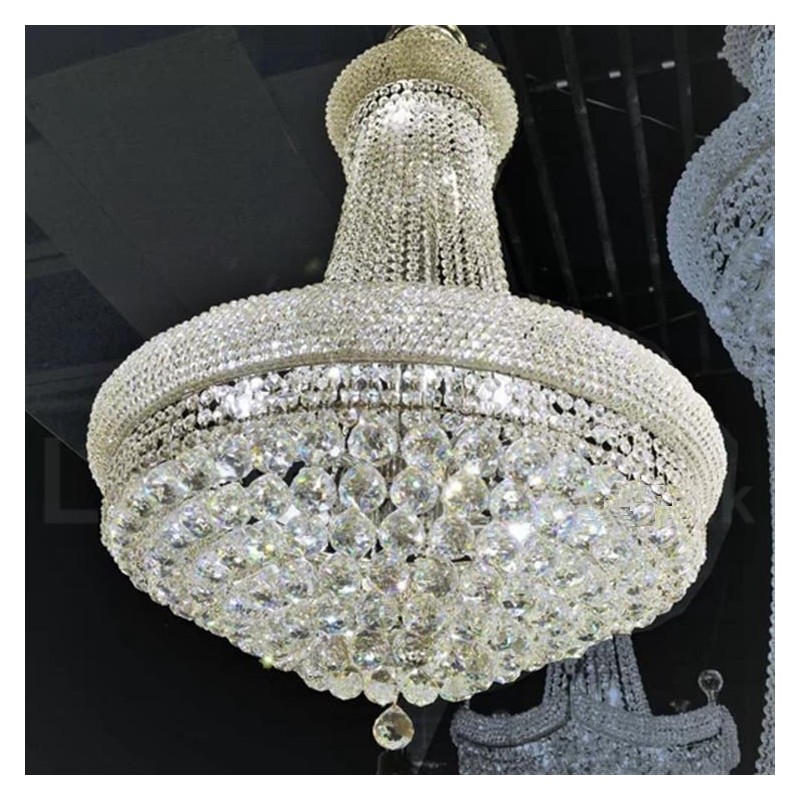 Lustre rond traditionnel classique en cristal K9 à 2 niveaux pour