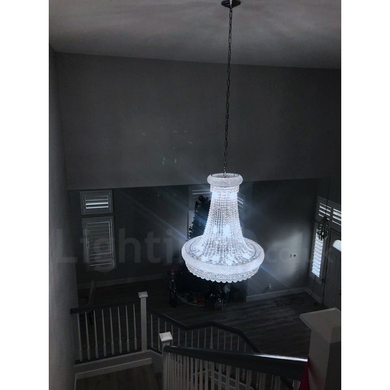 Lustre rond traditionnel classique en cristal K9 à 2 niveaux pour