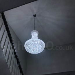 Lustre rond traditionnel classique en cristal K9 à 2 niveaux pour