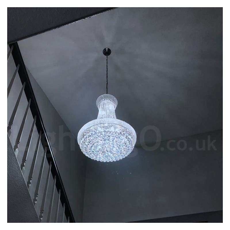 Lustre rond traditionnel classique en cristal K9 à 2 niveaux pour