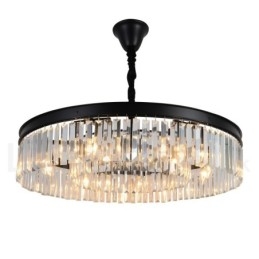Lustre suspendu rond en cristal K9 de luxe postmoderne, éclairage de la salle d'exposition