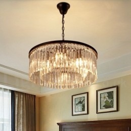 Lustre suspendu rond en cristal K9 de luxe postmoderne, éclairage de la salle d'exposition