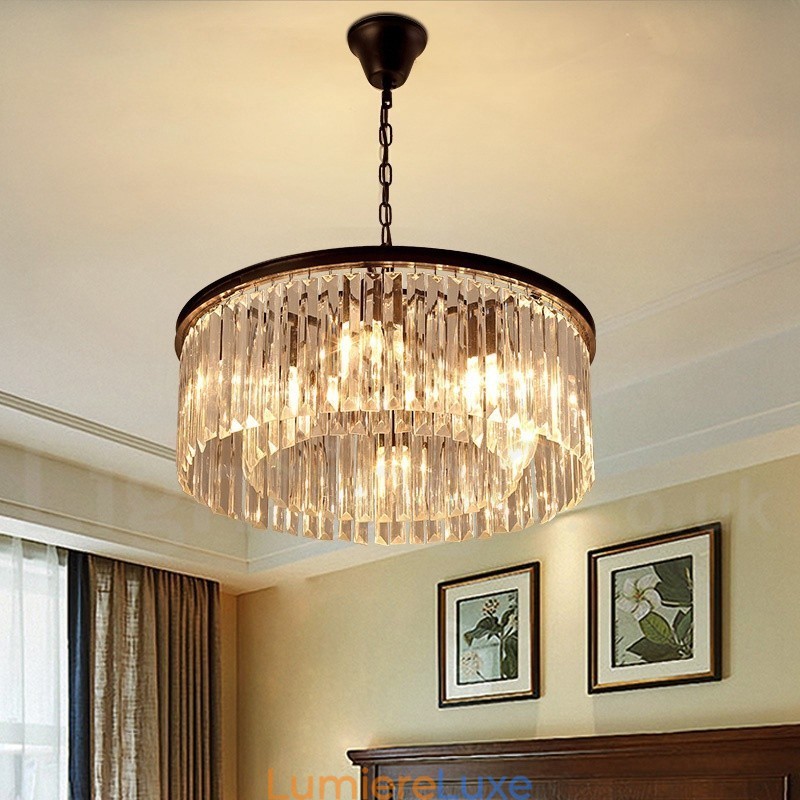 Lustre suspendu rond en cristal K9 de luxe postmoderne, éclairage de la salle d'exposition