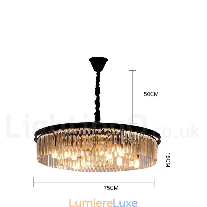 Lustre suspendu rond en cristal K9 de luxe postmoderne, éclairage de la salle d'exposition
