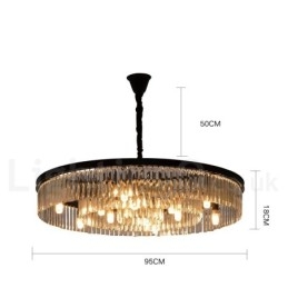 Lustre suspendu rond en cristal K9 de luxe postmoderne, éclairage de la salle d'exposition