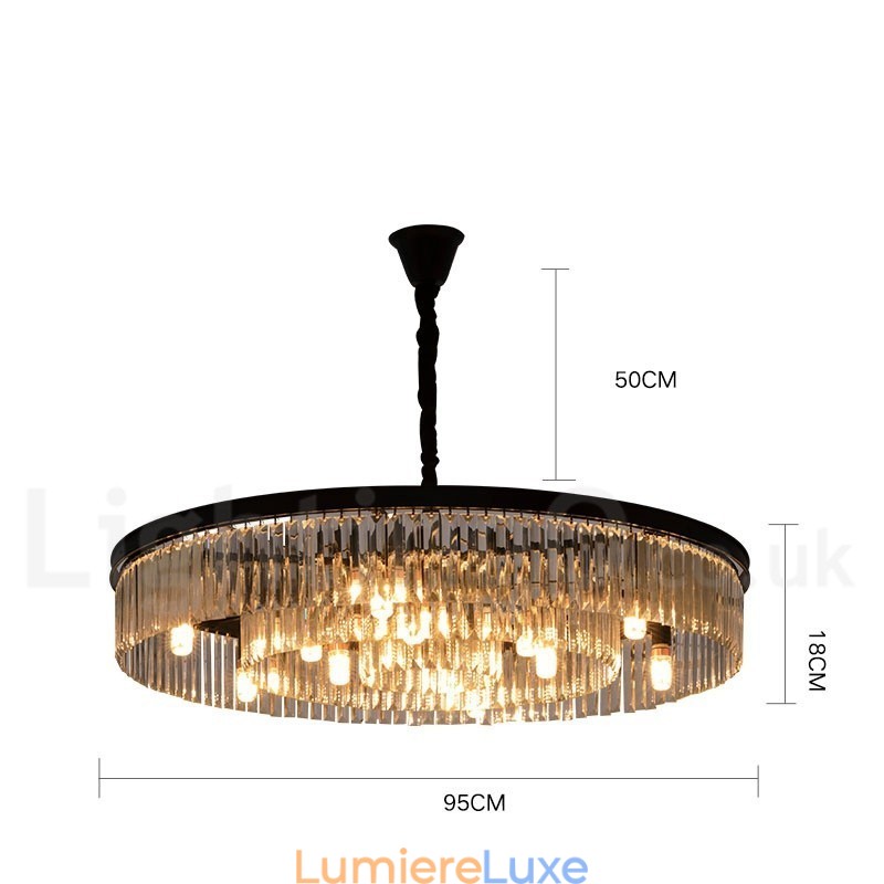 Lustre suspendu rond en cristal K9 de luxe postmoderne, éclairage de la salle d'exposition